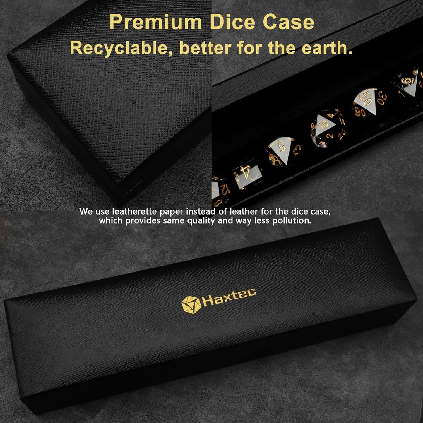 Haxtec Sharp Edge Dice Set DND Dice Set with Dice Case Handmade Black Swirls Resin D&D Dice Set for TTRPGs Compatible with Dungeons and Dragons Gifts-Dark Soul