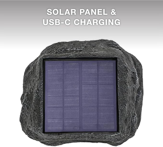Victrola Rock Speaker Connect, Granite, Wireless Outdoor Speaker with Bluetooth 5.3, 22-Hour Battery Life, Portable Speaker with Solar Charging, IP65 Waterproof Speaker – Pair