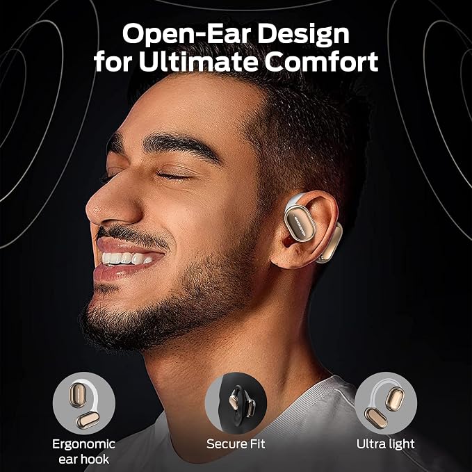 Monster Open Free AC100 Open Ear Bluetooth 5.3 Headphones, Wireless Earbuds with Earhooks, Immersive Stereo Sound by 16mm Large Driver, Clear Calls, 30H Playtime, Waterproof Sport Earbuds for Running