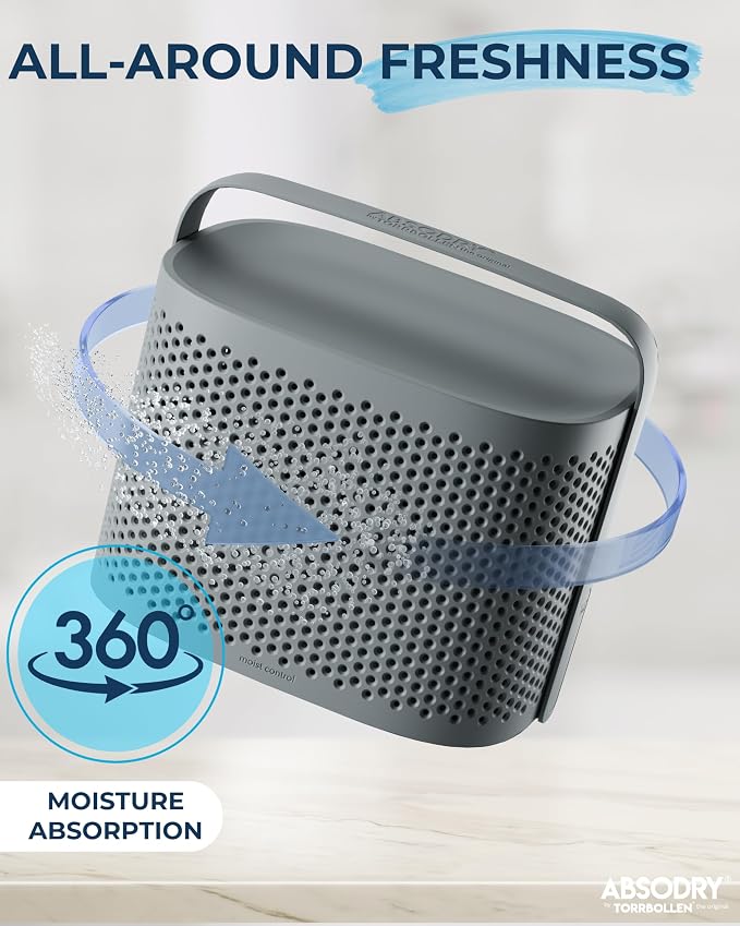 Absodry by Torrbollen Moisture Absorber 2 bags of 1.3lb Dehumidifier for Bedroom, Electricity & Battery Free Dehumidifiers for Home, Air Freshener and Purifier for Home (Dark Grey - Series 12)