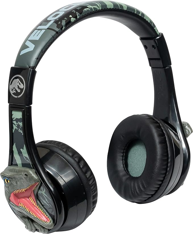 Jurassic World Bluetooth Headphones for Kids, Volume Reduced Wireless Headphones for School Home or Travel (Jurassic World)
