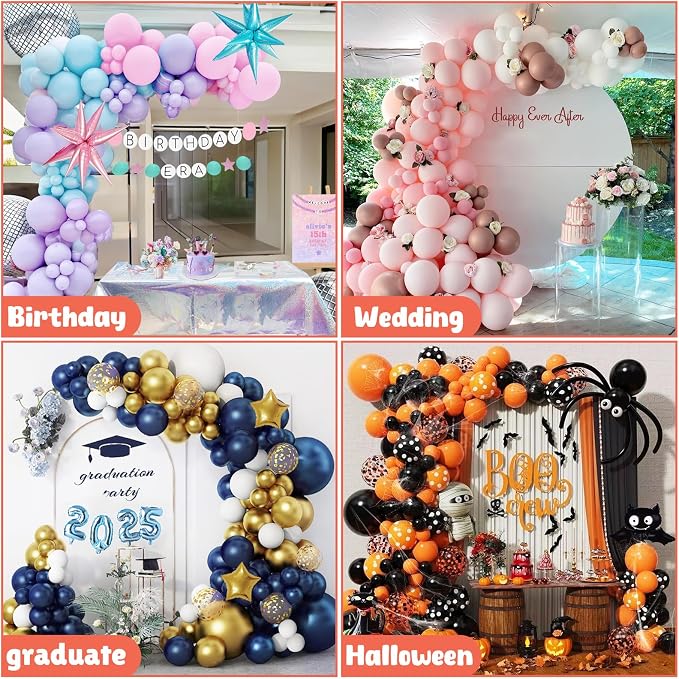 AerWo [Upgraded] Balloon Arch Kit 8.2FT & 6FT, Free Bending Top Half Balloon Arch Stand with Base, Floor Arch Backdrop Stand Frame for Lawn Yard Birthday Wedding Party Christmas Decorations