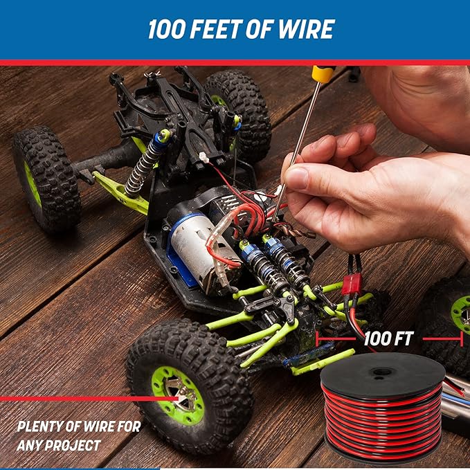 GS Power 16 Gauge Wire 100ft Oxygen Free, OFC Pure Copper Electrical 12v Low Voltage Speaker Wire Spool, 16AWG for Electric, Automotive, Trailer, Stereo, RC, Car, Home Theater, LED, Lamp Wiring