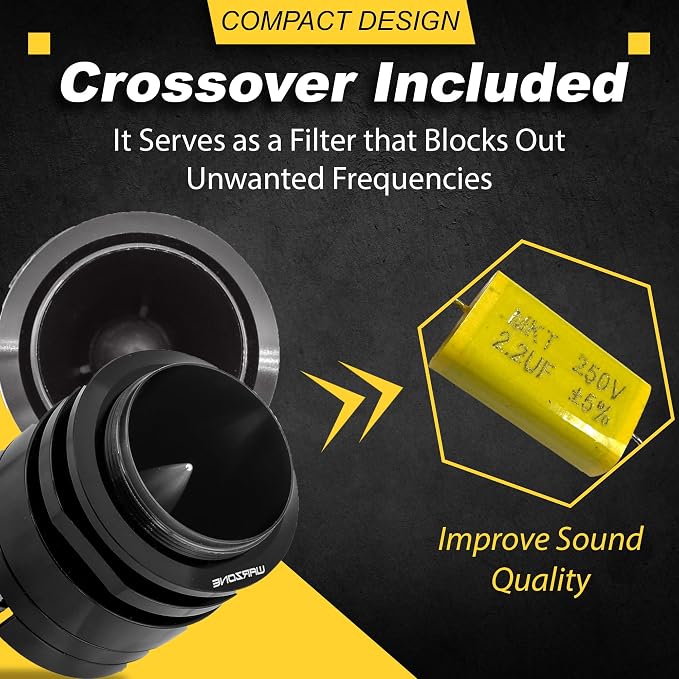 Warzone 2X WZ45TW 1.7-Inch Super Tweeter Speaker, 4 Ohm, 3000W Total Max Power, 106dB Sensitivity, Titanium Diaphragm, CCAW Voice Coil for Pro Car Audio (Pair)