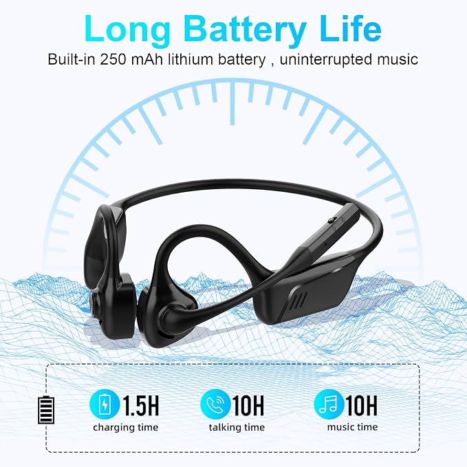 ZIOCOM Open Ear Headphones, Truck Driver Earphones with Mic, ENC Noise Cancelling and Mute Button, AptX-LL Wireless Headset for Office Driving Working Home-10 Hrs(Not Bone Conduction) (Black)