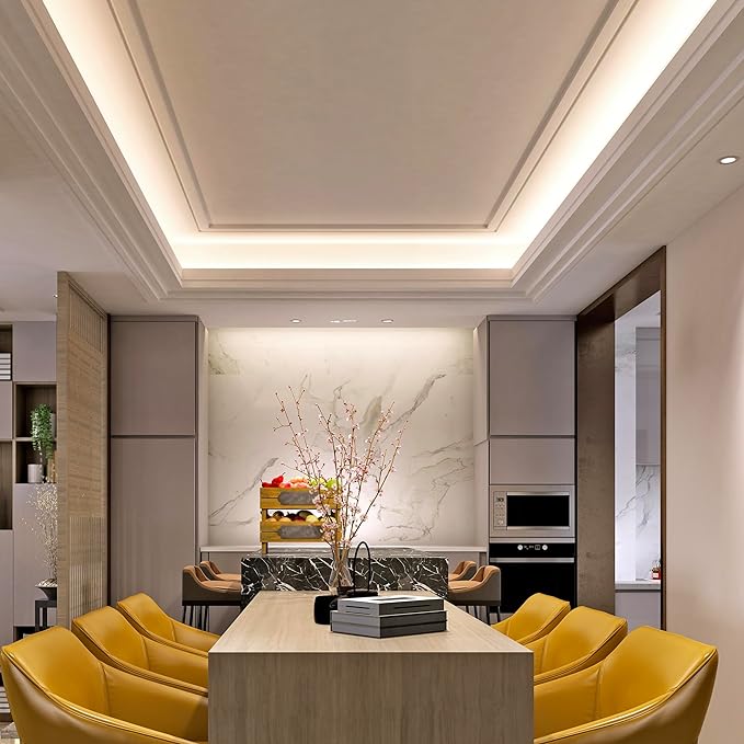 Maxxima 72 in. Hardwired LED Under Cabinet Strip Light, 2760 Lumens, 3000K Warm White, Kitchen and Living Room 120V White Cove Lighting, No Power Supply Needed
