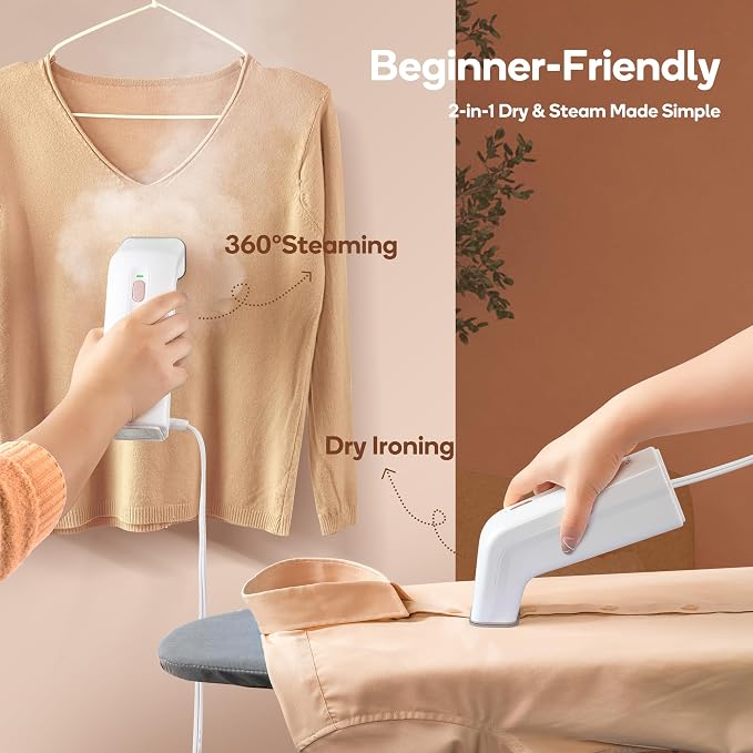 Newbealer Travel Iron bundle with Affordable Steamer for Clothes, Dry Iron and Powerful Steamer, Portable for Travel and Home Use