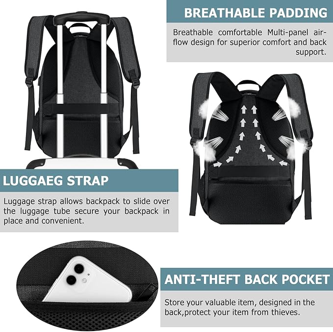 Lunch Backpack, Insulated Cooler Lunch Bag Backpack, Large Travel 17.3 Laptop Back Pack Sturdy Computer College School Bookbag for Women Men for Men Women Work Hiking Picnic