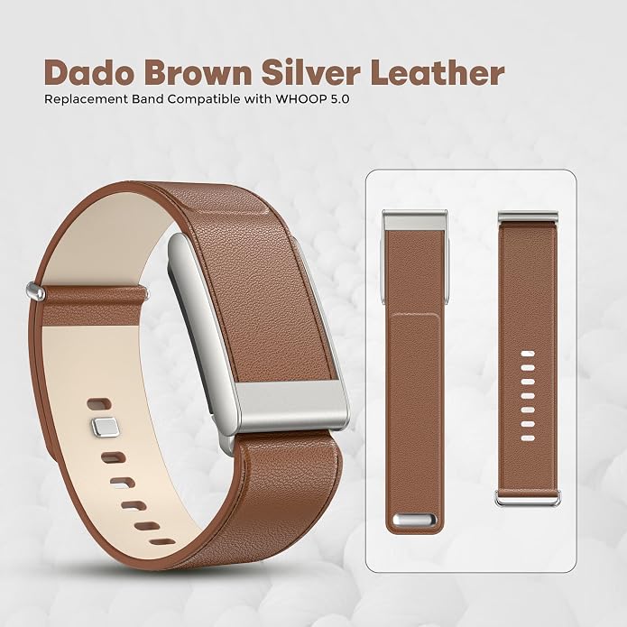 DADO Luxe Tapered Leather Replacement Band Compatible with WHOOP 5.0, One, Peak, and Life Fitness Tracker – Durable & Comfortable | Not for Whoop Gen 4