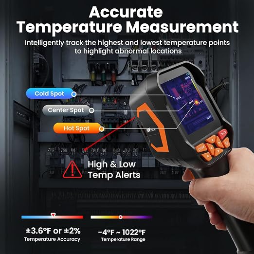 Handheld Thermal Camera, 240 x 180 TISR Resolution, -4°F-1022°F, 25Hz Infrared Camera, Thermal Imaging Camera 120 x 90 IR Resolution for Home Inspection Electrical HVAC DIY