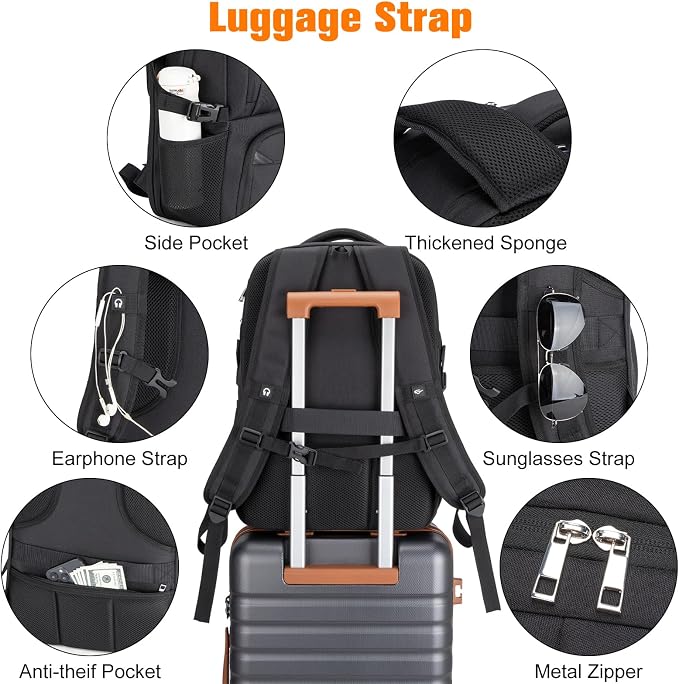 Insulated Lunch Backpack Fit 17" Laptop, Work Backpack with Lunch Box for Men & Women, Water Resistant College Computer Bag for Travel, Business, Hiking