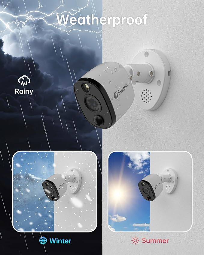Swann Add-On DVR Bullet Security Camera System with Sensor Spotlight, 4K Ultra HD Video, Indoor or Outdoor Design, Dusk to Dawn Color Night Vision Plus True Detect™ Heat and Motion Detection, 1 Pack