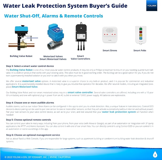 YoLink Smart Home Starter Kit: Hub & Water Leak Sensor 1, LoRa Up to 1/4 Mile Open-Air Range, SMS/Text, Email & Push Notifications, w/Alexa, IFTTT, Home Assistant