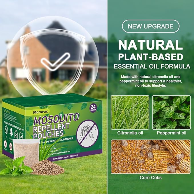 Mosquito Repellent Outdoor Patio, Natural Mosquito Repellant Indoor for Bedroom, Living Room, Patio, Camping, Garages, Safe for Kids and Pets (24 Packs)