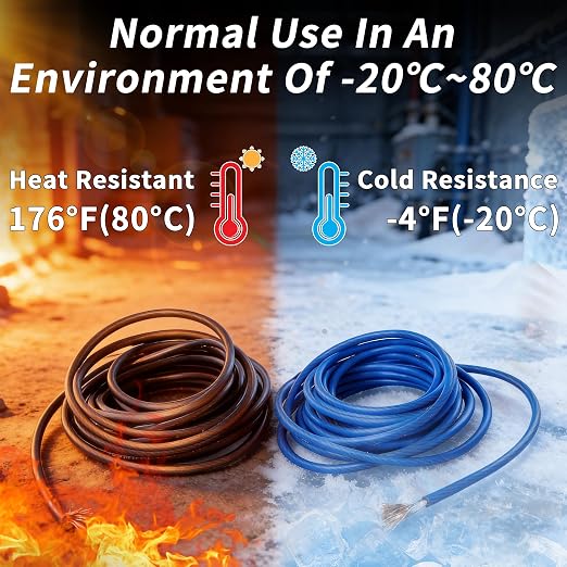 4 Gauge Wire(25FT Black + 25FT Blue) Copper Clad Aluminum CCA Battery Cable, Primary Power/Ground Cable for Car Audio Speaker, RV Trailer, Marine, Solar Equipment, Translucent Jacket