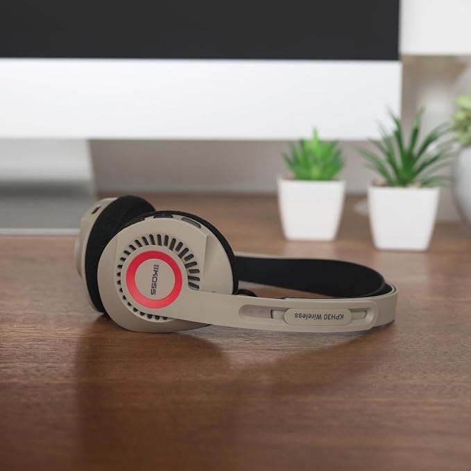 Koss KPH30 Wireless Bluetooth Retro Style On-Ear Headphones, 20+ Hour Battery Life, USB-C Charging, Microphone, Rhythm Beige