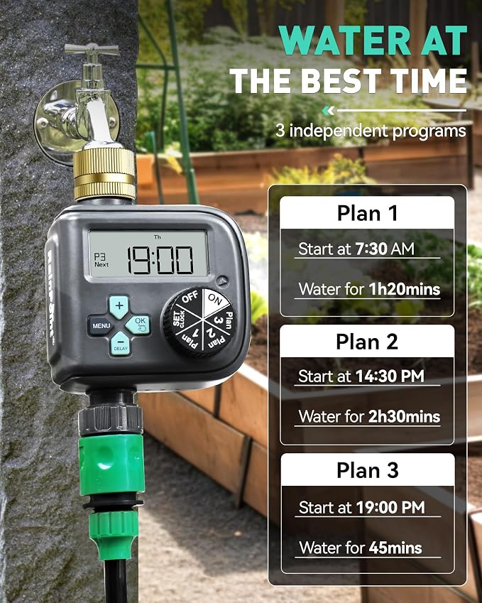 RAINPOINT Water Timer for Garden Hose - 2 Zone Sprinkler Timer