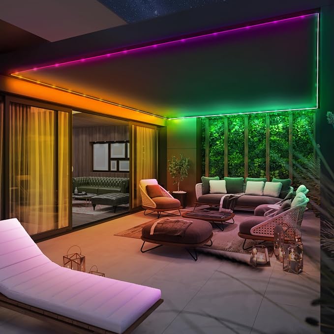 Feit Electric 10FT Smart Chasing LED Strip Light, RGB Color-Changing + Tunable White, Wi-Fi App & Remote Control, Alexa & Google Home, Linkable, Cuttable, Indoor/Outdoor, TAPE10/CHASE/AG