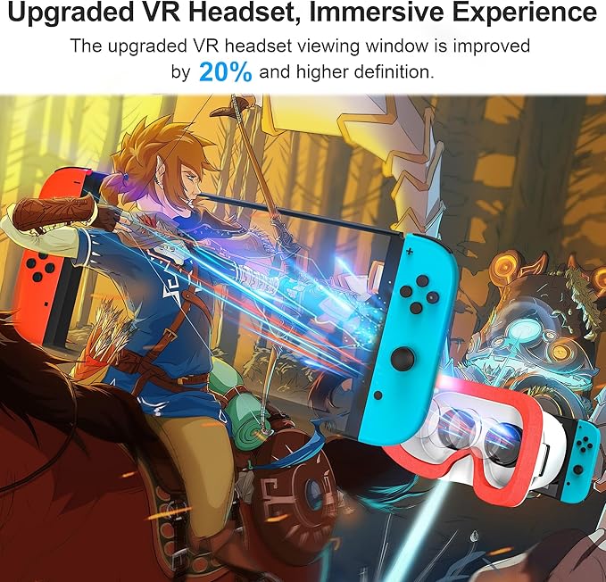 DEVASO Upgraded VR Headset for Nintendo Switch & Switch OLED Model, Switch Virtual Reality Glasses with Adjustable HD Lenses and Comfortable Head Strap, Labo VR Kit Accessories, Cool Stuff for Boys