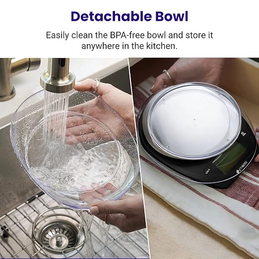 Etekcity 11lb Digital Kitchen Food Scales, 304 Stainless Steel with Removable Bowls and LCD Display