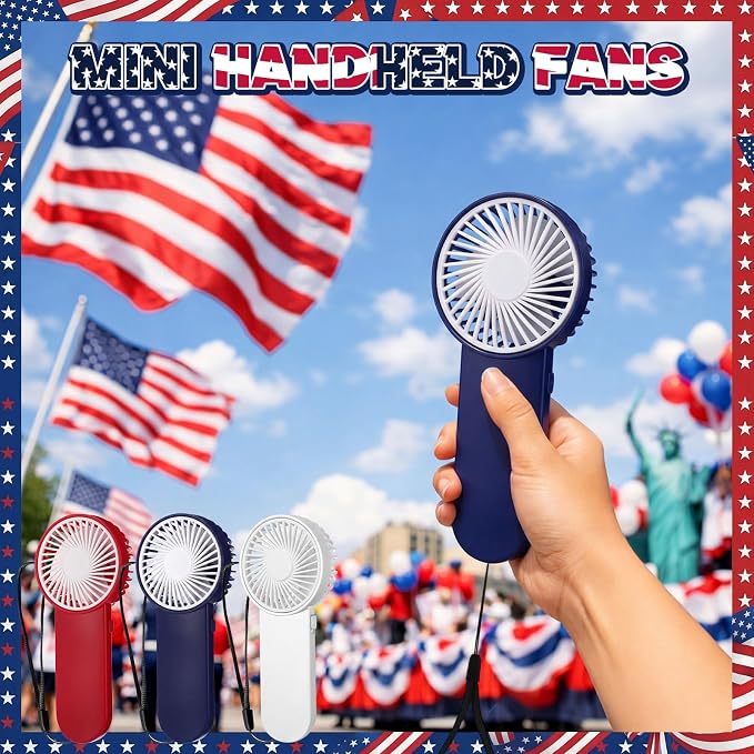 Sumind 12 Pcs Small Personal Portable Fan Mini Handheld Bulk 1 Speed Electric Cute Battery Powered for Neck Lash Makeup Women Men Travel Camping Indoor Outdoor Summer (White,Red,Blue)
