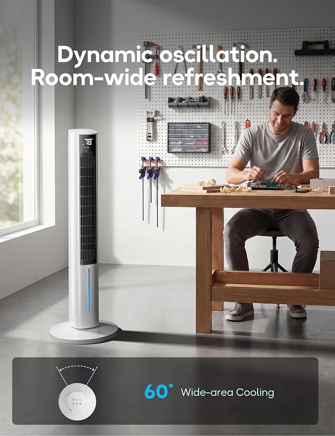 Windowless Portable Air Conditioner, 45.1" Evaporative Air Cooler w/1.06Gal Water Tank & 4 Ice Packs, 12H Timer, 60° Swing, No Hose No Window Needed, 3-IN-1 Quiet AC Unit for Room Bedroom, Pearl