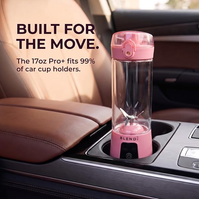 BLENDi Pro+ Portable Blender (17.5oz, Blush) – Upgraded 120W Motor, USB-C Rechargeable, Cordless Personal Blender – BPA-Free, Self-Cleaning, Travel-Friendly New 2025 Model