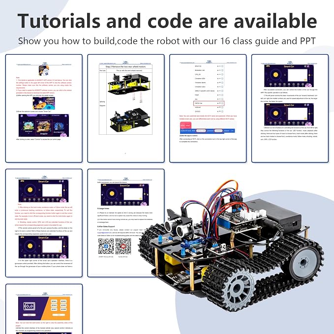 ACEBOTT Smart Robot Tank Car Kit with ESP32 for Arduino Robotics for Kids Ages 8-12 12-16 STEM Science Kits Coding Gifts for 8-16 Year Old Boys Girls Teens Cool Engineering Building Toys Unique Gifts