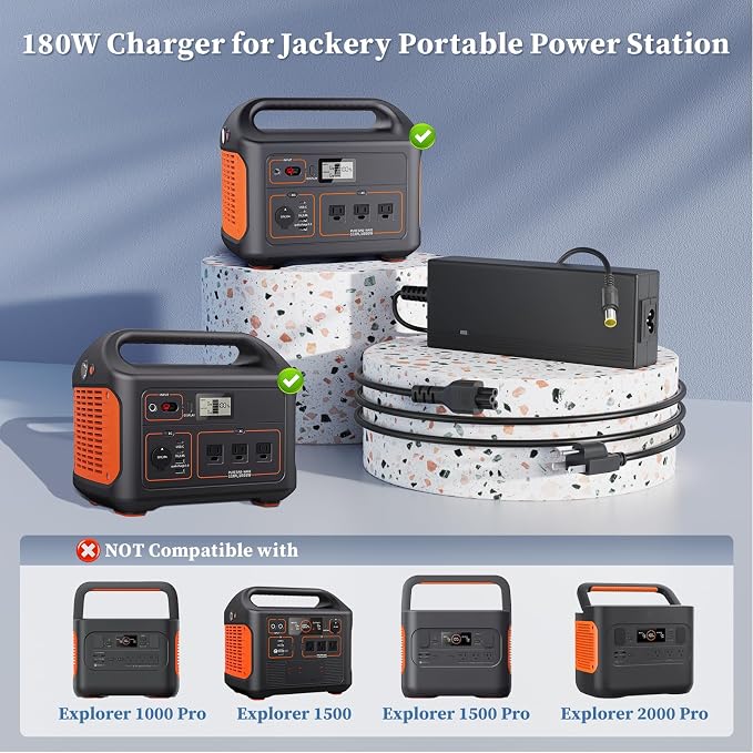 24V Charger for Jackery 1000 880 Power Station 24V 180W Power Supply for Jackery Explorer 1000 Solar Generator Power Adapter Portable Power Station 8FT