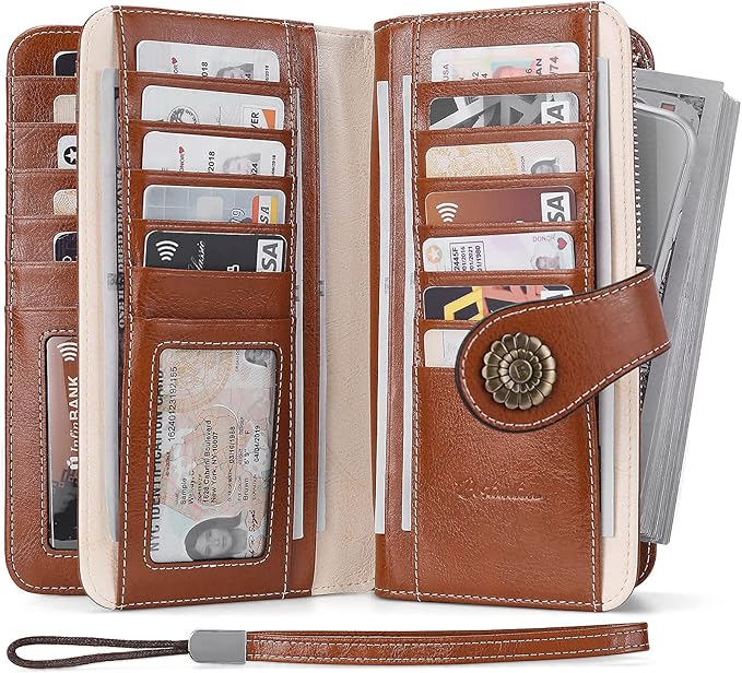 BOSTANTEN Leather Wallet for Women RFID Blocking Zip Around Credit Cards Holder Phone Clutch