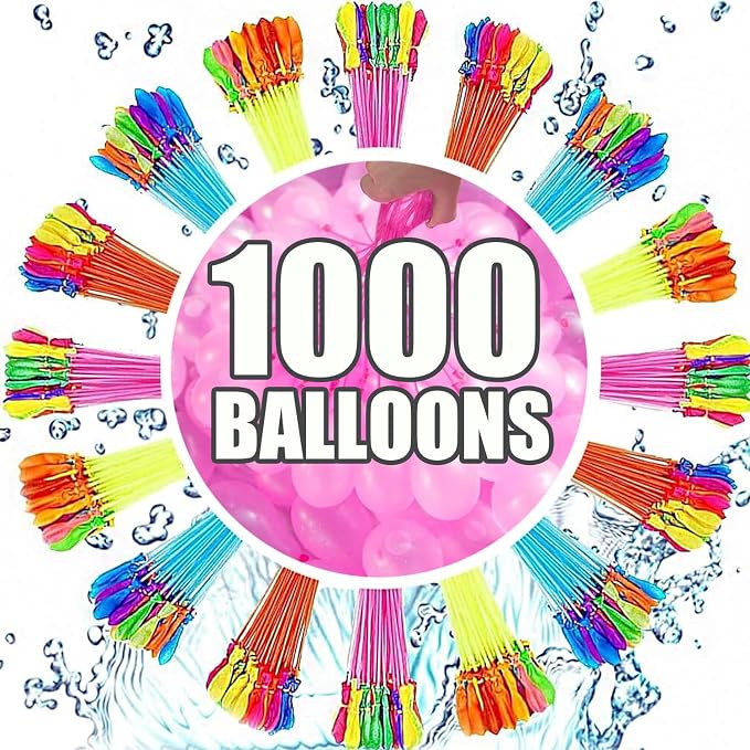 AILIFE Water Balloons Quick Fill – 1000PCS Refill Kit, Fast Fill & Self-Sealing Water Bombs for Kids & Adults, Outdoor Summer Games, Pool, Party & Backyard Fun