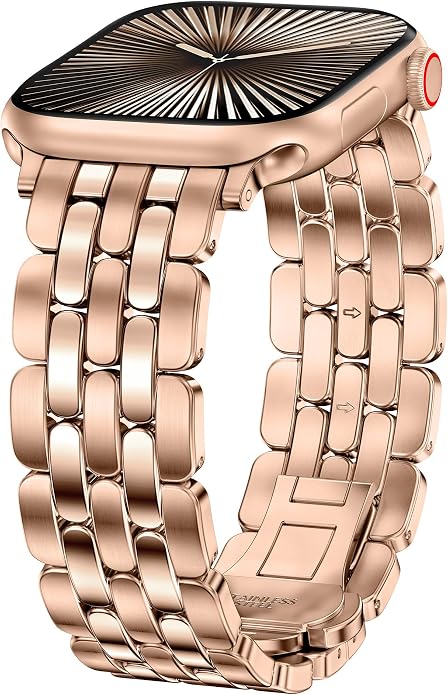 TOYOUTHS Designer Vintage Dressy Bracelet for Apple Watch Band Women 42/40/41/38/44/45/46/49mm, Stainless Steel Elegant Luxury Metal Strap for iWatch Series 11 10 9 8 7 6 5 4 SE/Ultra 3 2 1