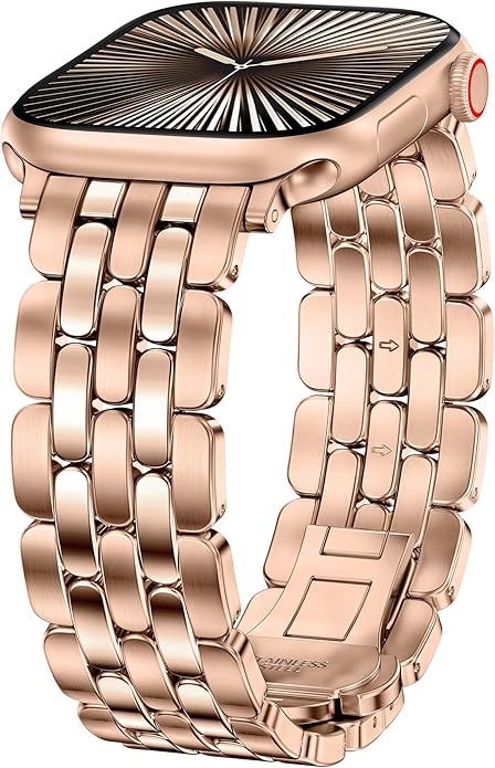 TOYOUTHS Designer Vintage Dressy Bracelet for Apple Watch Band Women 42/40/41/38/44/45/46/49mm, Stainless Steel Elegant Luxury Metal Strap for iWatch Series 11 10 9 8 7 6 5 4 SE/Ultra 3 2 1