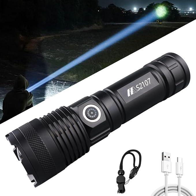 Inferright Flashlight,2025 The Ultimate Survival Flashlight,LED Rechargeable Flashlights Zoomable and 3 Modes, IP67 Waterproof, flashlights for Emergencies,Outdoor, Camping,Power Outage