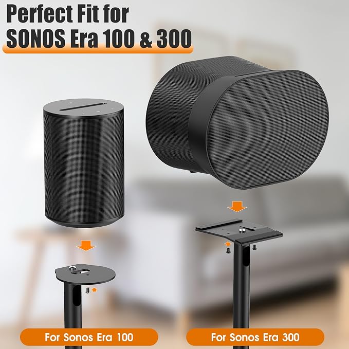 ALTSON Speaker Stand for Sonos Era 100 & Era 300, 26”-43” Height Adjustable Floor Stand, Dual-Mount Base Surround Sound Speaker Mount with Cable Management for Living Room Bedroom Office, 1 Pack