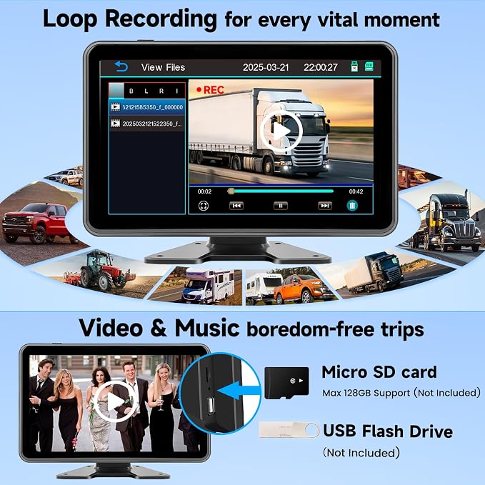 5-Channel Wired Backup Camera System, 10.1" HD Touch Monitor & 1080P Rear Side View Camera, Smart BSD Alert DVR Recording Waterproof IR Night Vision for Truck/RV/Trailer/Tractor/Bus/Heavy Equipment