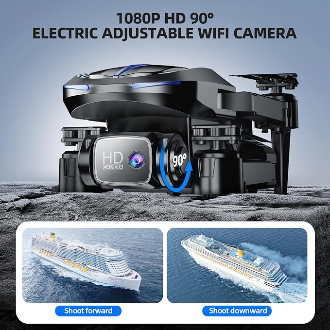 Drone with Camera for Adults Beginners Kids, Fun 1080P Foldable Mini Drone for Exciting Indoor Outdoor Play, RC Quadcopter with 2 Batteries, One Key Start, Easy to Fly, Altitude Hold, 3D Flips