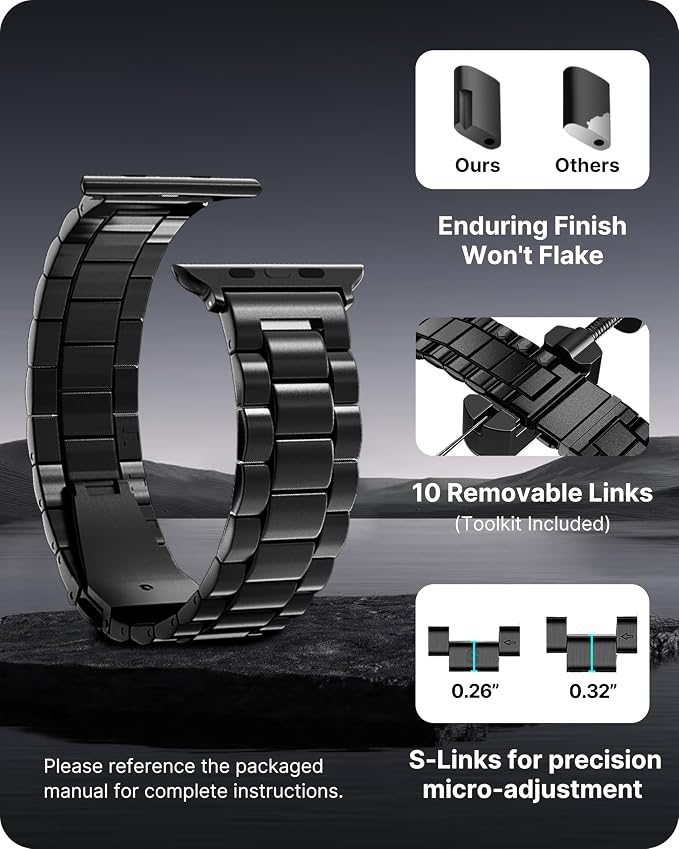 Fullmosa Metal Band Compatible with Apple Watch Bands Ultra3 2 1 49mm, Stainless Steel Strap iWatch Band with Case for Apple Watch, Black
