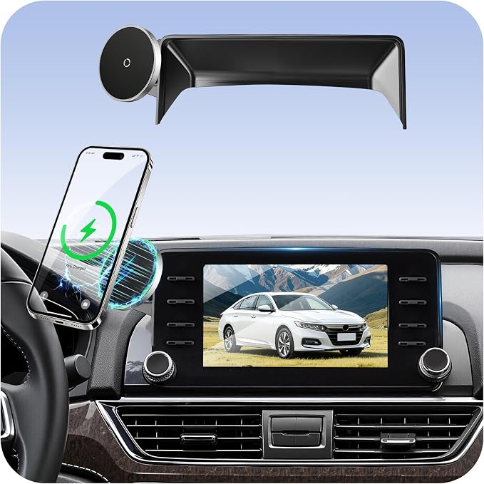 Car Phone Holder for Honda Accord (2018-2022 10th Gen, ONLY Fits 8" Screen), MagSafe Car Mount Charger, Magnetic Phone Holder, 15W Wireless Charging, 360° & Hands Free, Car Interior Accessories