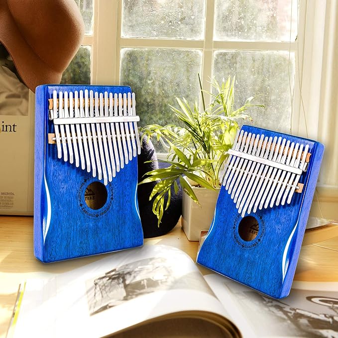EASTROCK Kalimba Thumb Piano 17 Keys Portable Mbira Finger Piano with Waterproof Protective Case Kalimba Gifts for Adults Beginners Professional (Blue Mahogany Hand Rest)