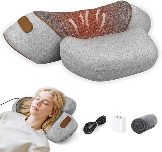 3-in-1 Neck Massager Pillow with Heat, Massage & Stretcher, Traction Massager for Neck Hump, Shoulder & Muscle Relaxation, Pain Relief & Cervical Support, Ideal Gift for Women & Men