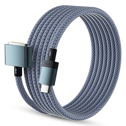 140W USB C to Magnetic 3 Safe Charging Cable(2 M/6.6 ft)for M5/M4/M3/M2/M1 MacBook Pro Air Charger Cord for MacBook Pro (16"/14"2026/2025/2024/2023/2021), Air (15"/13"2026/2025/2024/2023/2022)Blue