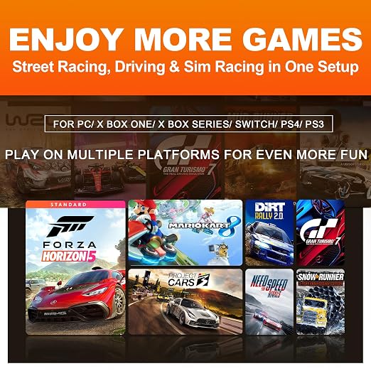 PXN PC Racing Wheel, V3 PRO 180 Degree Universal Usb Car Sim Race Steering Wheel with Pedals for PC, PS3, PS4, Xbox One, Xbox Series X/S, Switch (Orange)