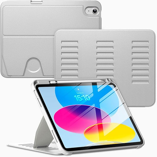 VIKESI Case for iPad (A16) 11-inch 2025 and iPad 10th/11th Generation 10.9 Inch 2022,Multiple Angles Magnetic Stand Cover,Shockproof Back,Pencil Holder,and Auto Sleep/Wake,Gray
