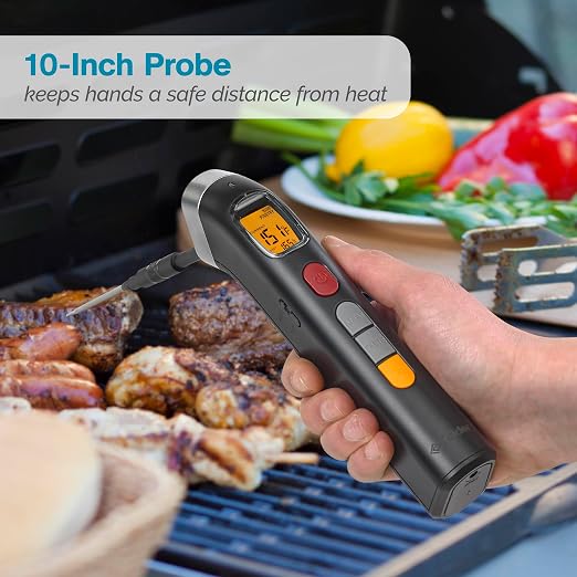 Polder Smart Probe Instant Read Thermometer, Meat Thermometer for Grilling and Cooking, Comes with 2 Removable Probes and 10 Preset Temperatures, Built-in Torch Light, Backlit Screen Digital Display