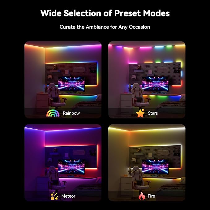 PAUTIX COB LED Strip Lights Pro, UL-Listed RGB Smart IC Chasing Color Addressable COB LED Tape Light, Music Sync Flexible RGB LED Lights, Smart Strip Light, for Party, Bedroom, Color Changing, 20ft