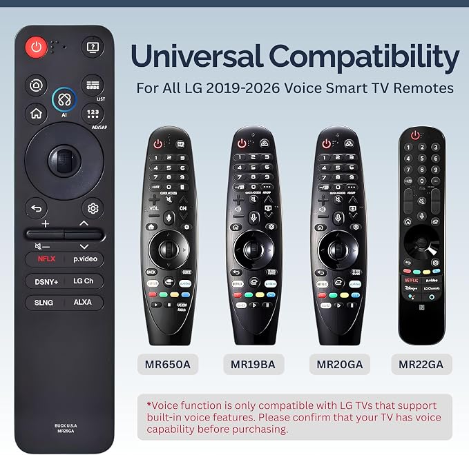 MR25GA AKB76046602 AI Magic Remote Control Replacement for 2019-2026 Smart TVs - Easy Setup, Voice Control, Shortcut Keys - Works with OLED, QNED, NanoCell, UHD, WebOS, 4K/8K TVs (MR19/20/24GA)