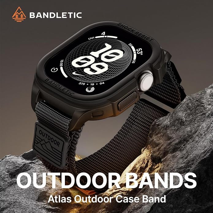 Bandletic Rugged Case with Band Compatible with Apple Watch 49mm(Ultra 3/2/1),46mm(Series 11/10), 45mm(Seriess 9/8/7),44mm(SE3/SE2/SE/6/5/4), Protective Cover Sport Accessories for iWatch Men