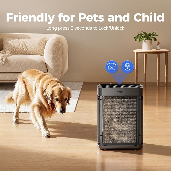 Air Purifier for Home Large Room Bedroom Up to 3000 Sq Ft, H13 Hepa Double-Sided Air Filter Purifier with PM 2.5 Display Air Quality Sensor, Air Cleaner for Bedroom, Dust, Pets, Smoke, Pollon 22dB