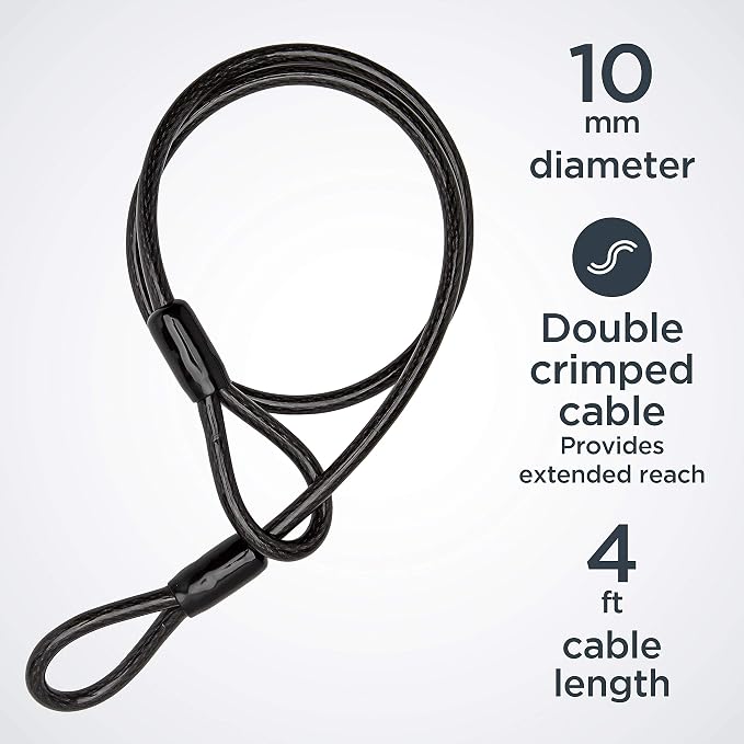 Schwinn Bike U-Lock with Cable, 4 ft x 10 mm Cable, Black, Vinyl Coated Steel Shackle, Mounting Bracket for Storage and Transport, Anti Theft Protection, Shackle Bike Lock for Security